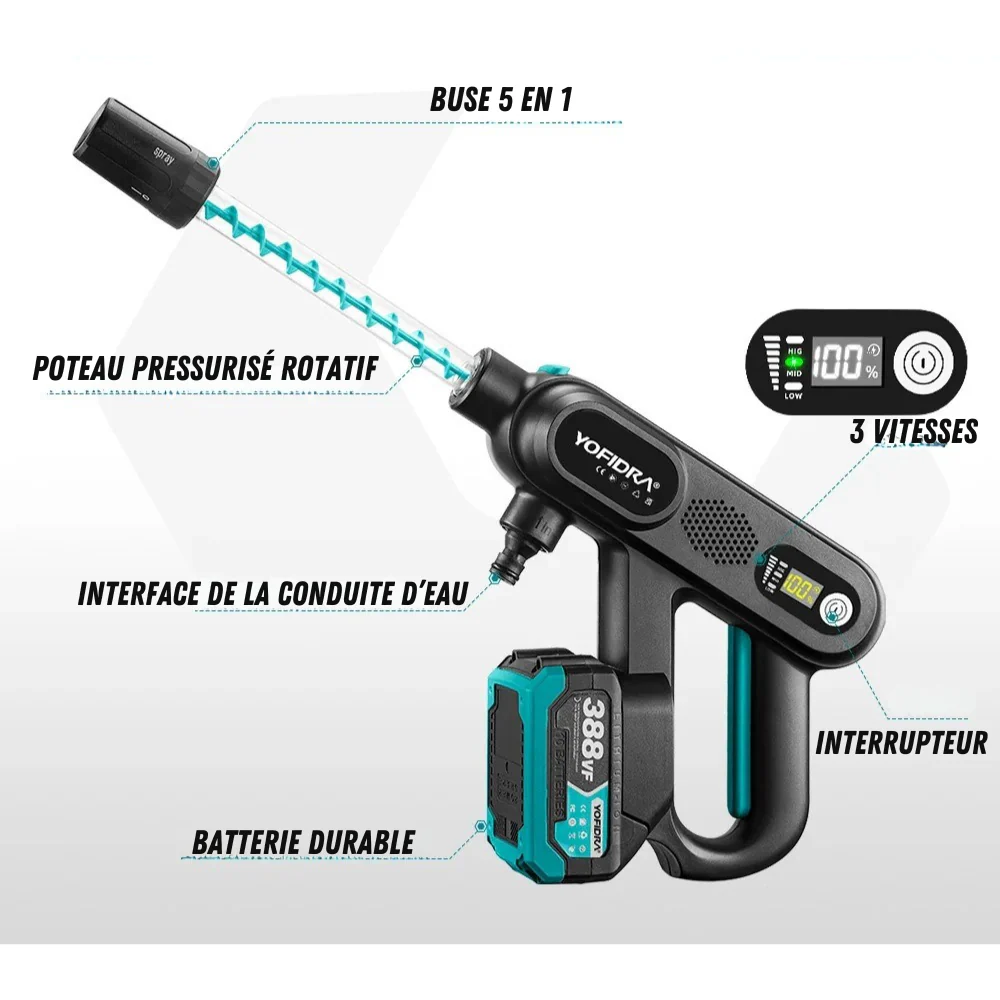 Nettoyeur haute pression sans fil puissant – 220 Bars 5 en 1 | PowerJet® – Image 9